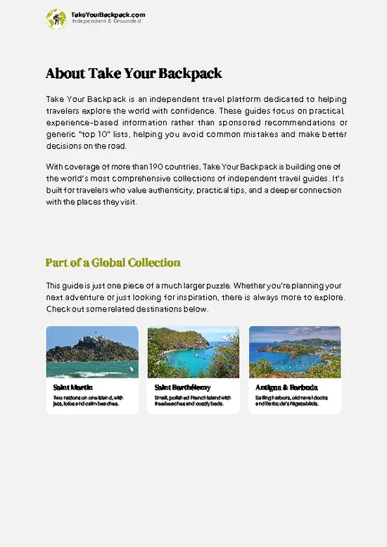 example page 1 from our offline Travel Guide for Sint Maarten